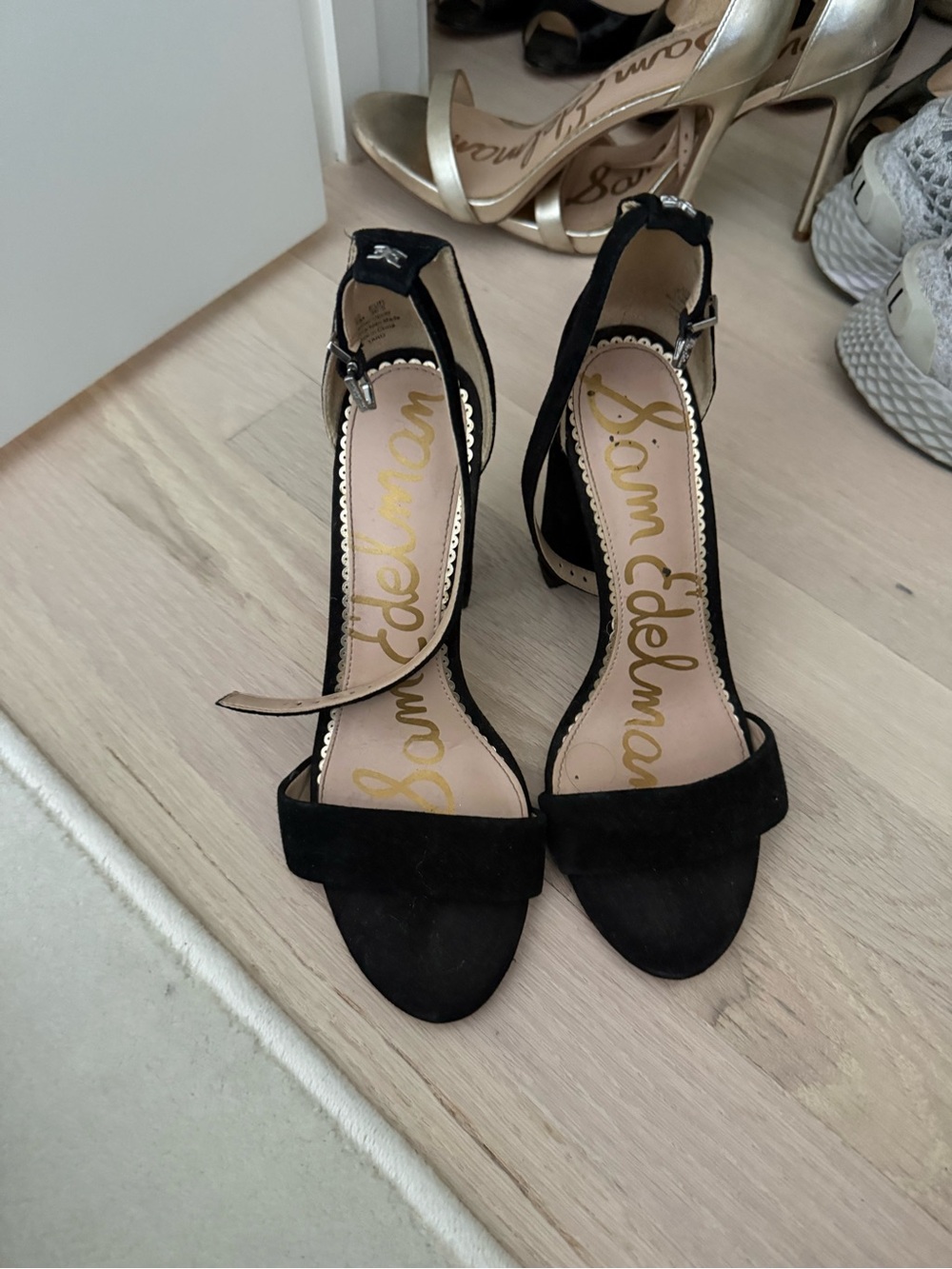 Sam Edelman Black Suede Ankle-Strap Heels